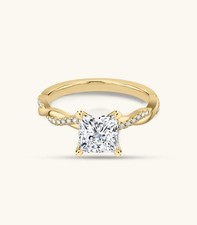 14 Karat Gelbgold Diamant Verlobungsring IGI Lab Created 1,40 Karat Princess Cut