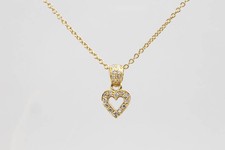 16" 18k Yellow Gold 0.33tcw Diamond Heart Pendant Necklace 5.91g. 