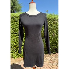 Everlane Organic Cotton Ribbed Long Sleeve Mini Bodycon Dress Black - Small