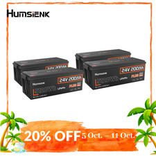 1-4pack Humsienk 24v 200ah Lifepo4 Battery 250a Bms Deep Cycle Off-grid Marine