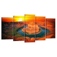 KREATIVE ARTS - Large 5 Piece Canvas Wall Art Sunset Moment at Horseshoe Bend...