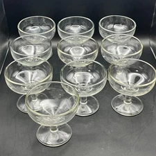 Set of 10 Etched Grape Vine Dessert Sherbet Stemmed Fruit Compotes Dishes 3.5"