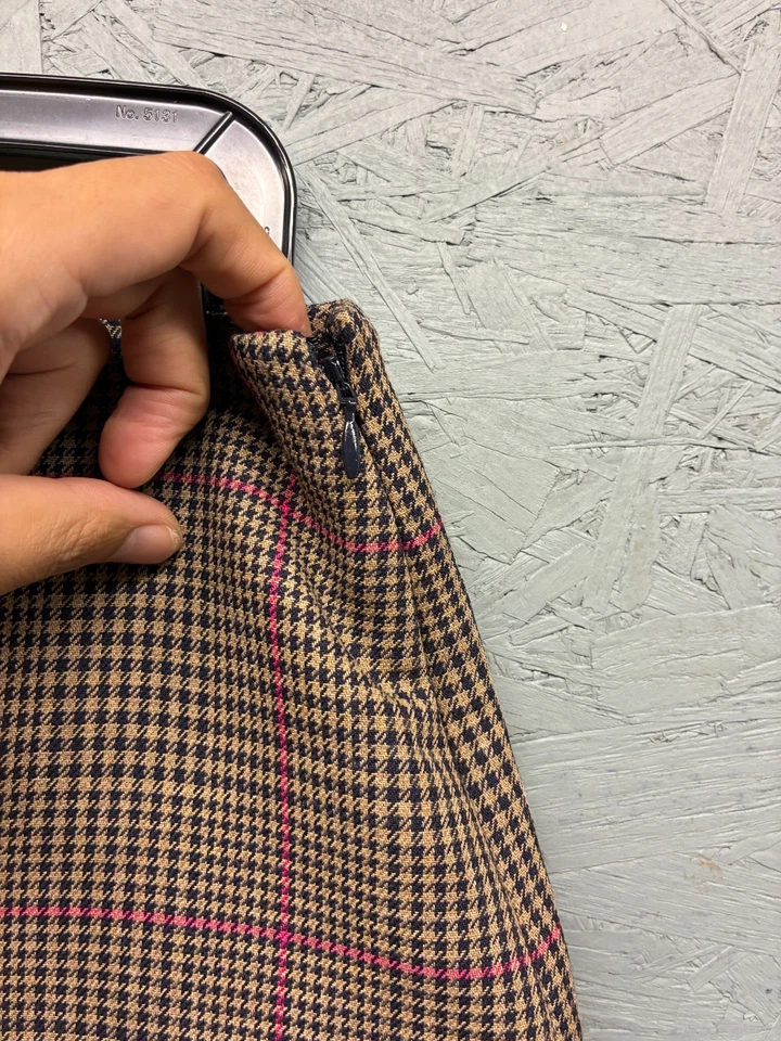 & Other Stories Minifalda Para Mujer Talla 10 Marrón Cuadros Pata de Gallo Mezcla de Lana Foto 3 de 4