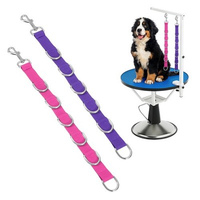 Dog Grooming Loop Restraint Leash with 6 White D-RingPurple/Rose Red 2Pcs