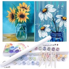 Creative Floral Paint by Numbers for Adults - Complete 2-Pack Kit with Brushes