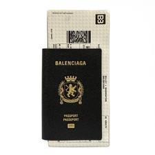 BALENCIAGA - 787774 Black White Leather Paper Long Wallet