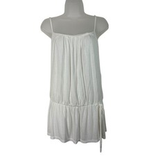 Lola Vintage Y2K White Pleated Drop Waist Belted Tie Tank Top Medium M USA Made