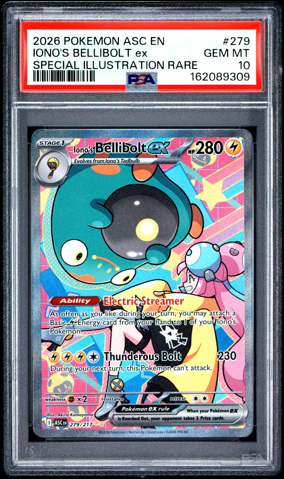 2026 POKEMON ASCENDED HEROES ILLUSTRATION RARE #279 IONO'S BELLIBOLT EX PSA 10