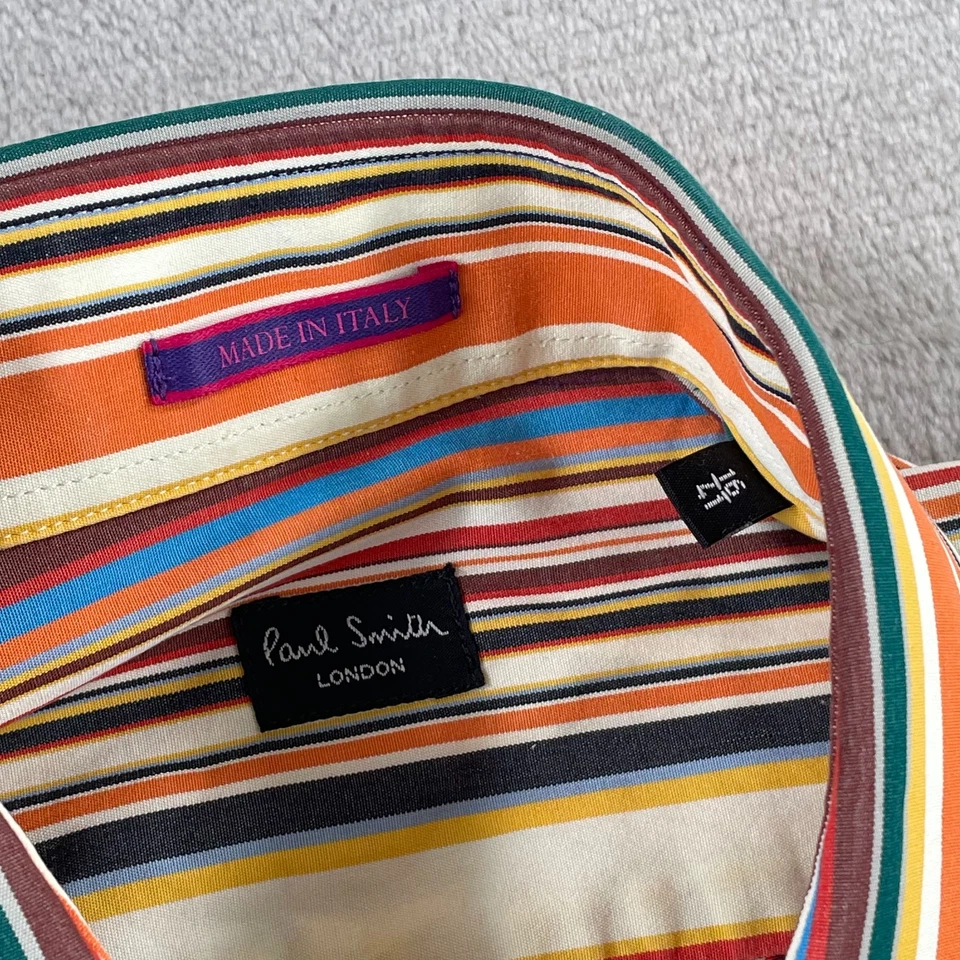 Paul Smith London Shirt Men 16 41 Large Multicolor Stripe French Cuffs Italy - Image 2 of 4