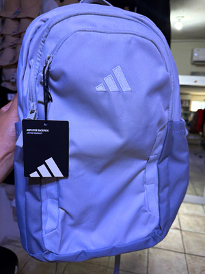 adidas Amplifier Backpack Large White Zip Adjustable Straps Bottle Pocket