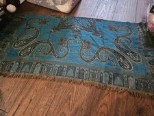 Women's Pashmina Scarf Wrap Shawl Paisley Green Blue Used Condition 47" X 24"