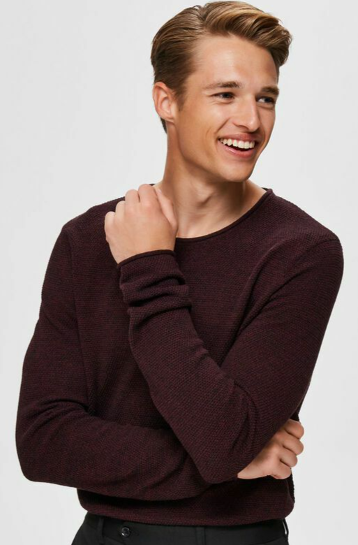 Selected Homme Sweater Jumper Mens Rocky Crew Medium BNWT RRP £41.95 Winetasting