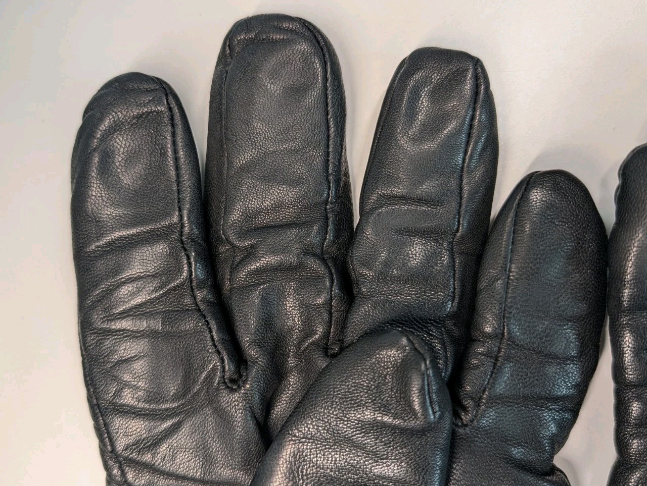 Calvin Klein Mens Black Leather Gloves Size Large Knit Lined Winter Lux Rare EUC thumbnail 8