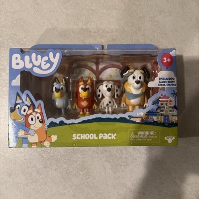 Brand New Bluey & Friends School Pack Bluey, Rusty, Chloe, Calypso Figures