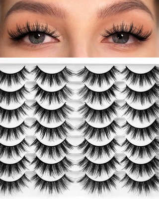 Losha Eyelashes Natural Look Faux Mink Lashes Pack Handmade Fluffy False Eyelash