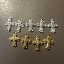 9 Small Cross Charms Pendants for Jewelry Making Crafts
