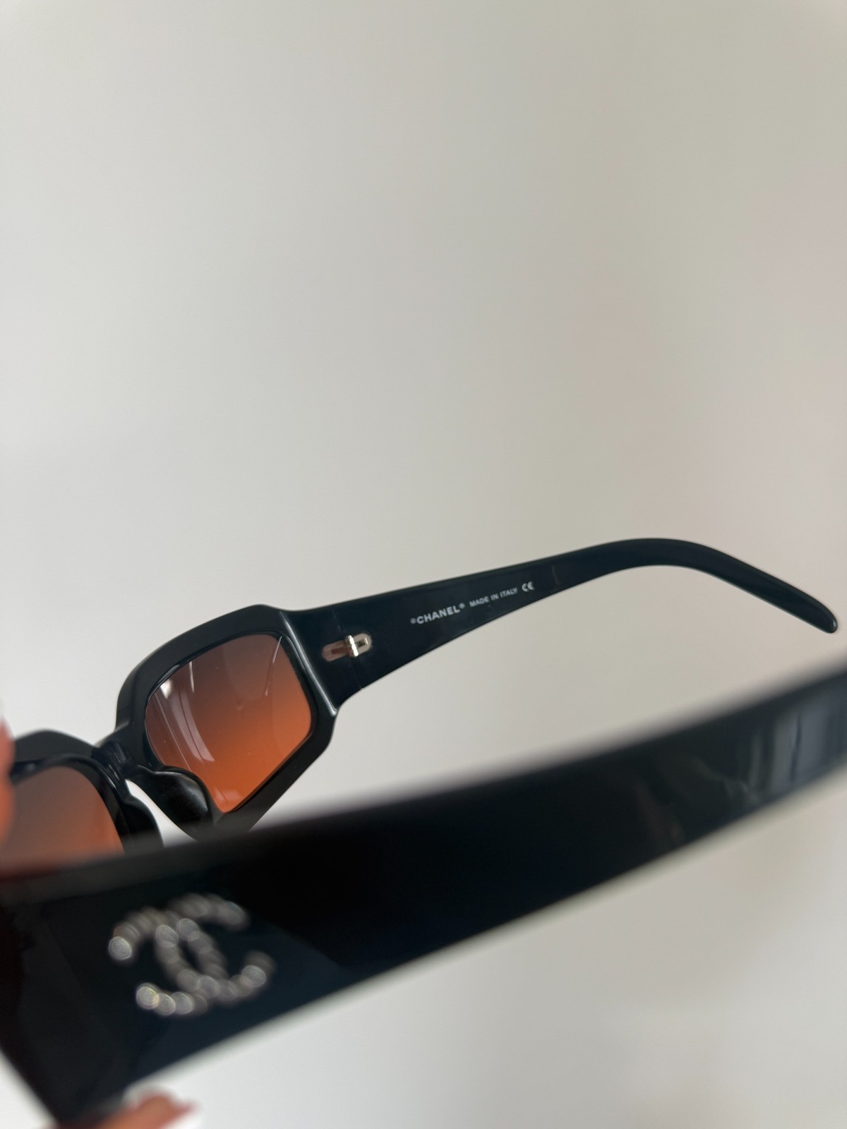 Vintage Chanel Black Sunglasses Crystal CC model 5064-B image 7