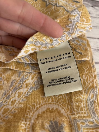 (3) Servietten POTTERY BARN Blumen Paisley gelb blau Leinen Baumwolle - Bild 3 von 9