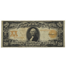 1906 $20 Gold Certificate US Large Banknote