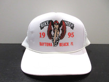 VINTAGE Bike Week Hat Cap Snap Back White Daytona Beach Motorcycle 1995 Men 90s