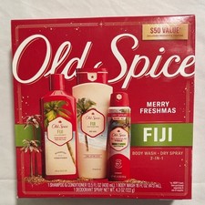 Old Spice Fiji Merry Freshmas Set Body Wash Shampoo/Conditioner Deodorant Spray