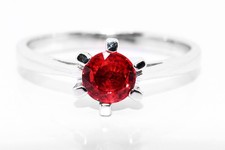 Vintage 9ct White Gold Red Sunset Sapphire Solitaire Ring 5mm Size N½ 2.37g