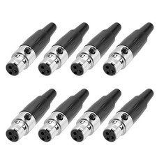 8PCS 3 Pin Female Mini XLR Connector, Mini XLR Jack Adapter Plug, Black