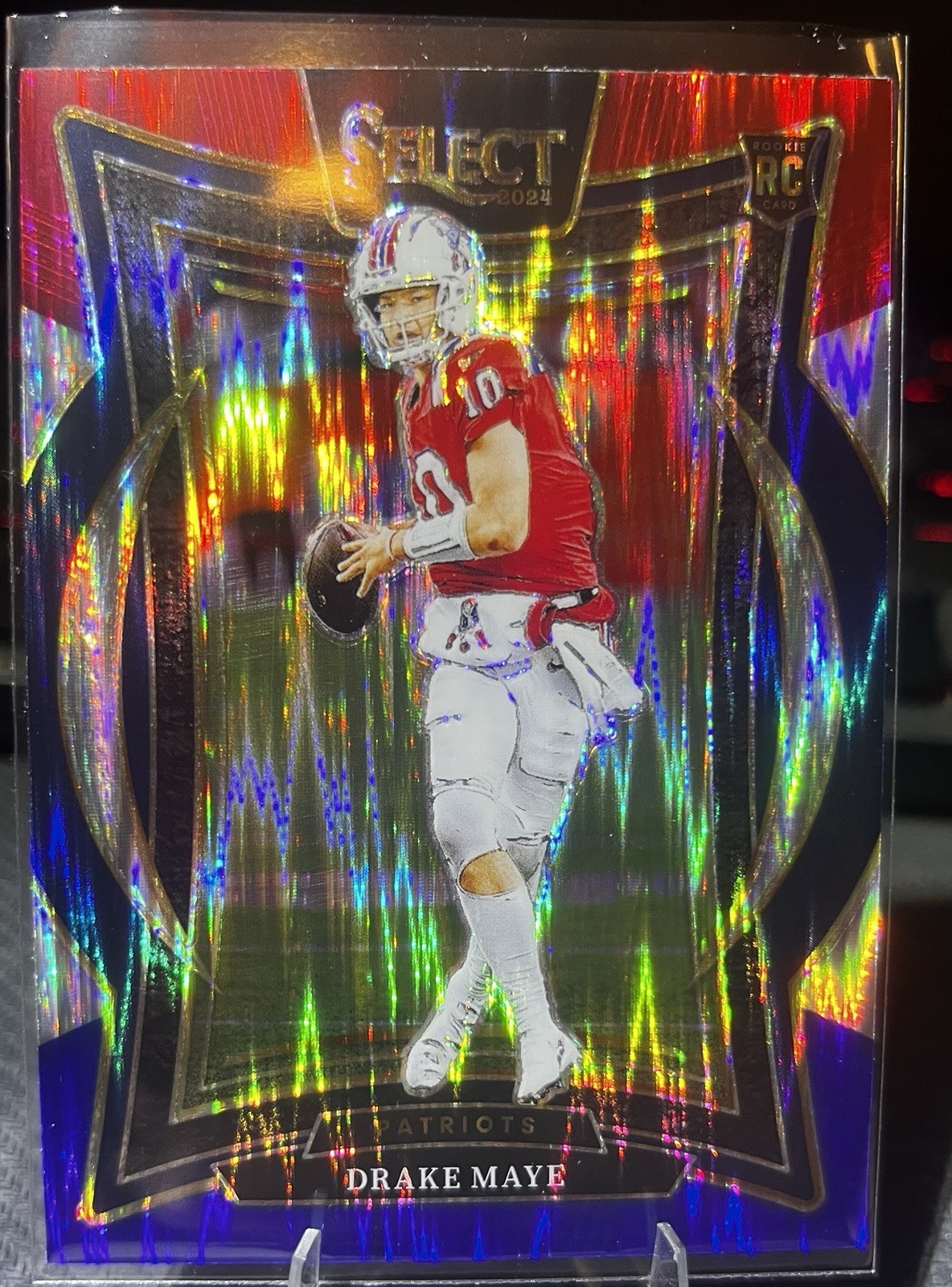 2024 Panini Select - Concourse Drake Maye #27 Red & Blue Shock Prizm (RC)