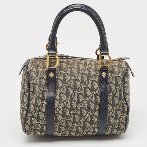 Sac Boston Dior bleu marine oblique toile et cuir