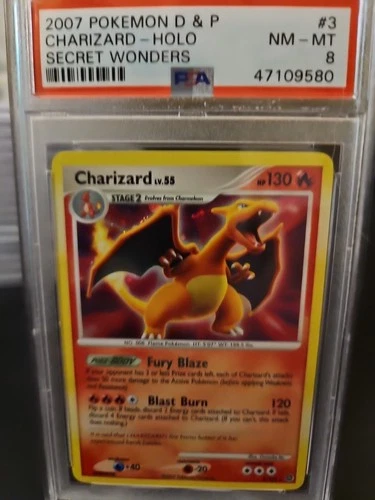 2007 Pokemon - PSA 8 Charizard Holo - Secret Wonders #3 Diamond & Pearl