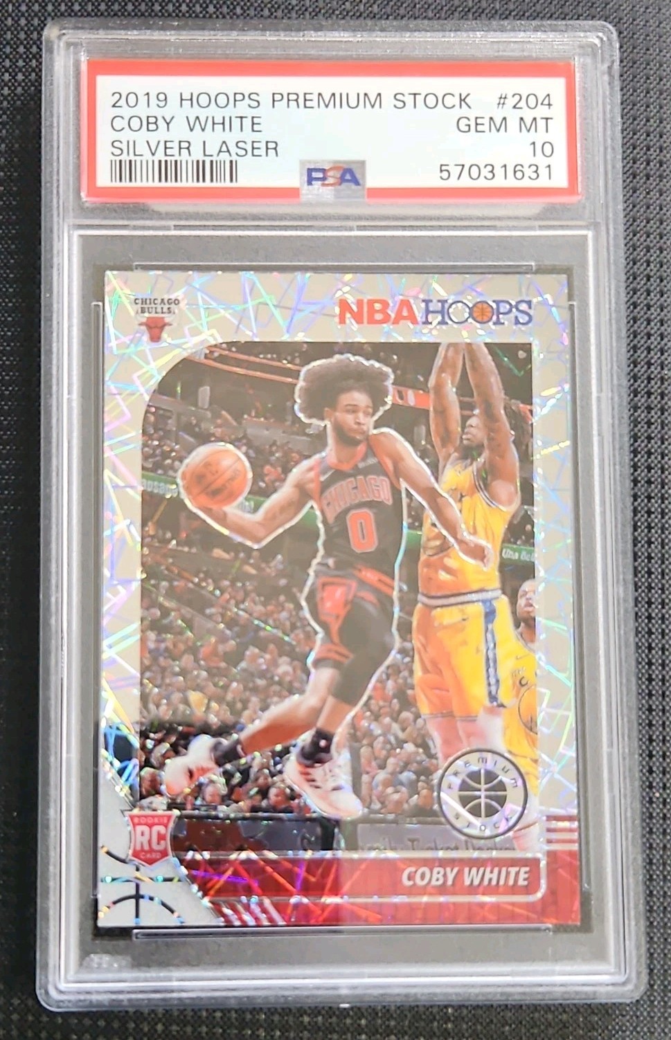 Coby White RC 2019 Hoops Premium Stock #204 Silver Laser Rookie PSA 10 LOW POP