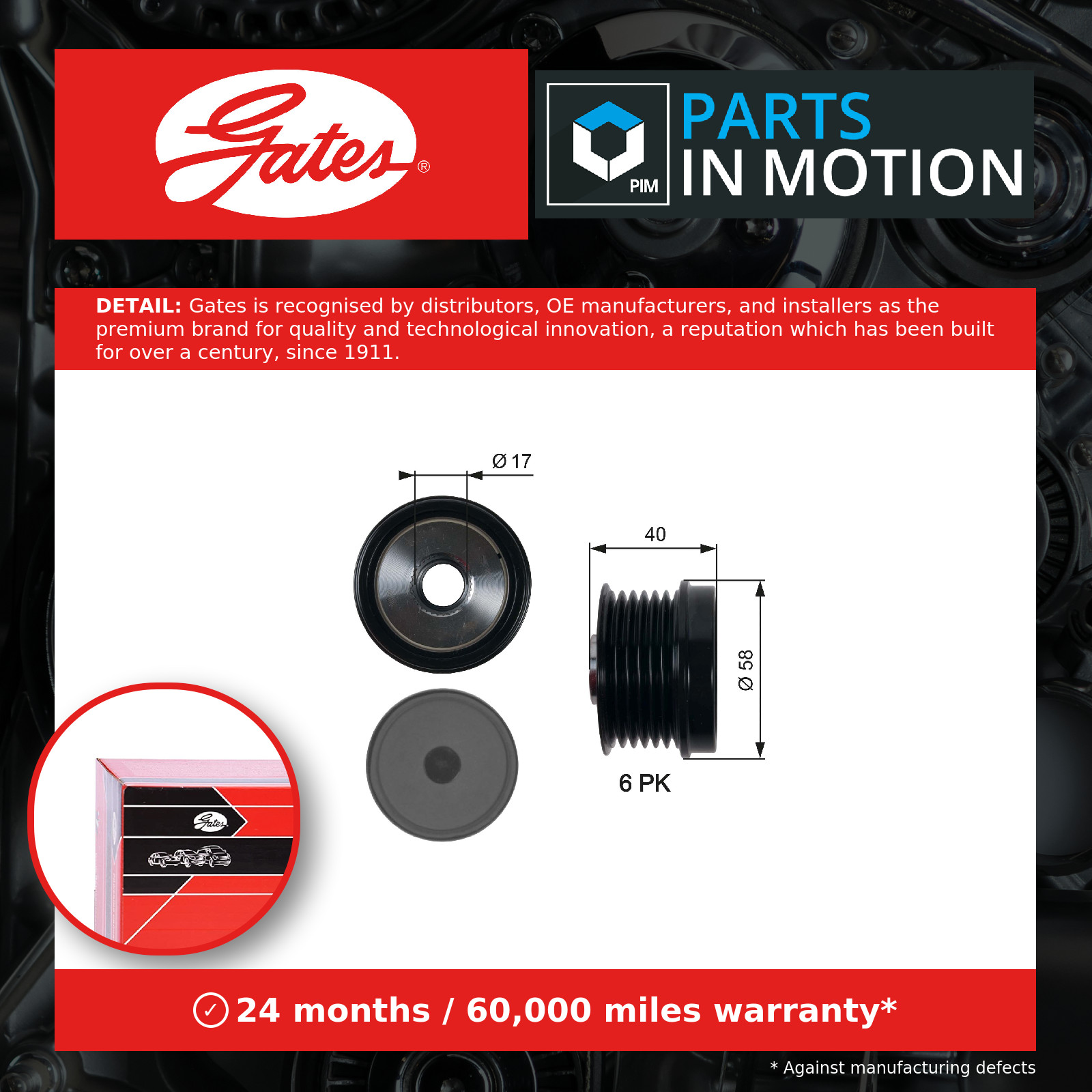 Overrunning Alternator Pulley fits FORD FIESTA 1.6 2010 on Clutch Gates Quality - Image 16