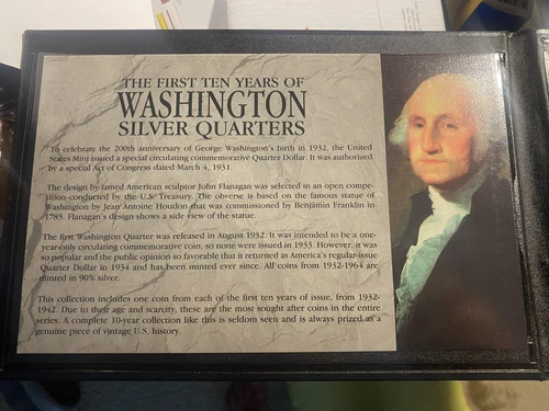 WASHINGTON QUARTERS 1932-42 IN ALBUM 1.8 OUNCES OF SILVER  NICE LOOK ( Z022E)