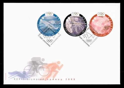 DR WHO 2000 SWITZERLAND FDC OLYMPICS SPORTS CACHET COMBO w28003