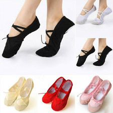 Pointed Dance Shoes Gymnastics Practice Pro 1 Pair Soft Canvas Latest New