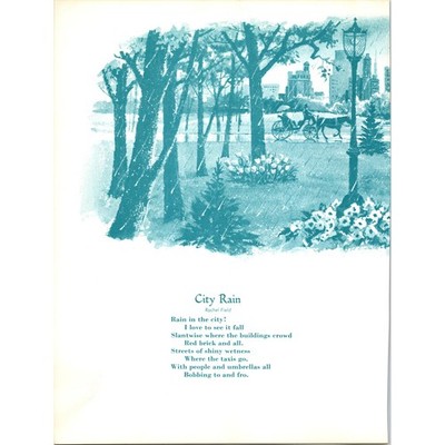 City Rain Rachel Field 1970s Poem Retro Kitsch Wall Art SH4