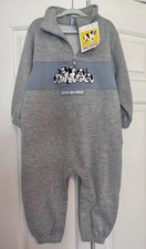 NWT RARE Vintage Little Big Dogs Gray Fleece Jumpsuit Size 2T/3T