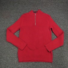 INC International Concepts Sweater Mens XL Red Half Zip Mock Neck Ribbed Knit
