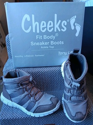 Women's Cheeks Fit Body Sneaker Boots Ankle Top Grey Size 7M With Box Nice Cond