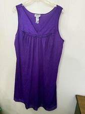 Vanity Fair Purple Nylon Nightgown Sleep Dress L Soft Stretch Sleeveless