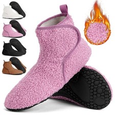 Soft Warm Women's Bootie Slippers, Plush House Indoor Shoes Winter Non-Slip