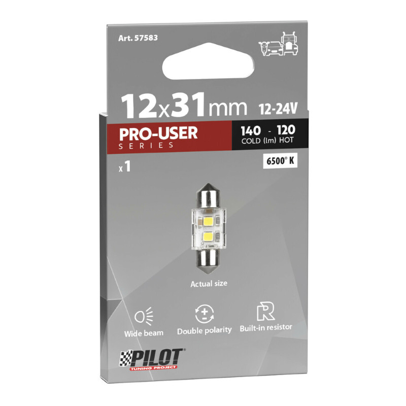 Lampadina LED Auto 12/24v CANBUS Bianco 6500k Sv8.5-8 140LM No Error 12,5x31mm - Miniatura 2