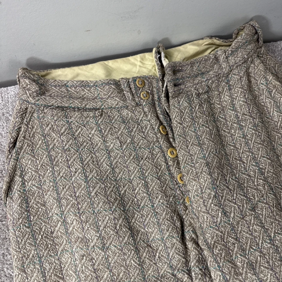 Pantalones de esquí antiguos de caza a cuadros de lana talla 28 vintage de los años 1920 y 1930 para hombre Foto 2 de 4