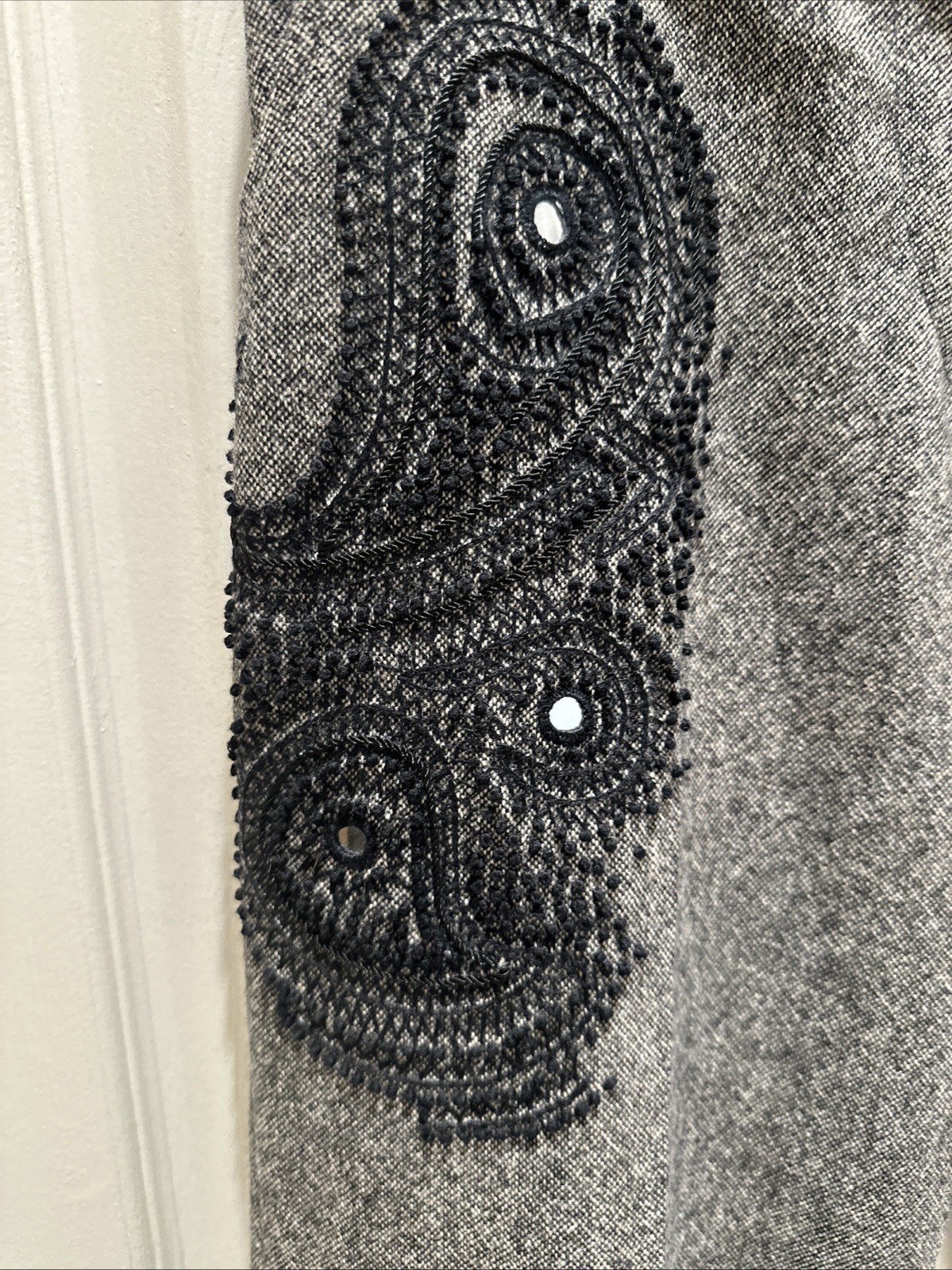 Barbara Bui Initials Wool Pants Gray Embroidered … - image 6