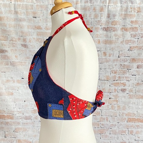 Womens OOAK Retro Western Halter Top Size Small - Picture 4 of 9