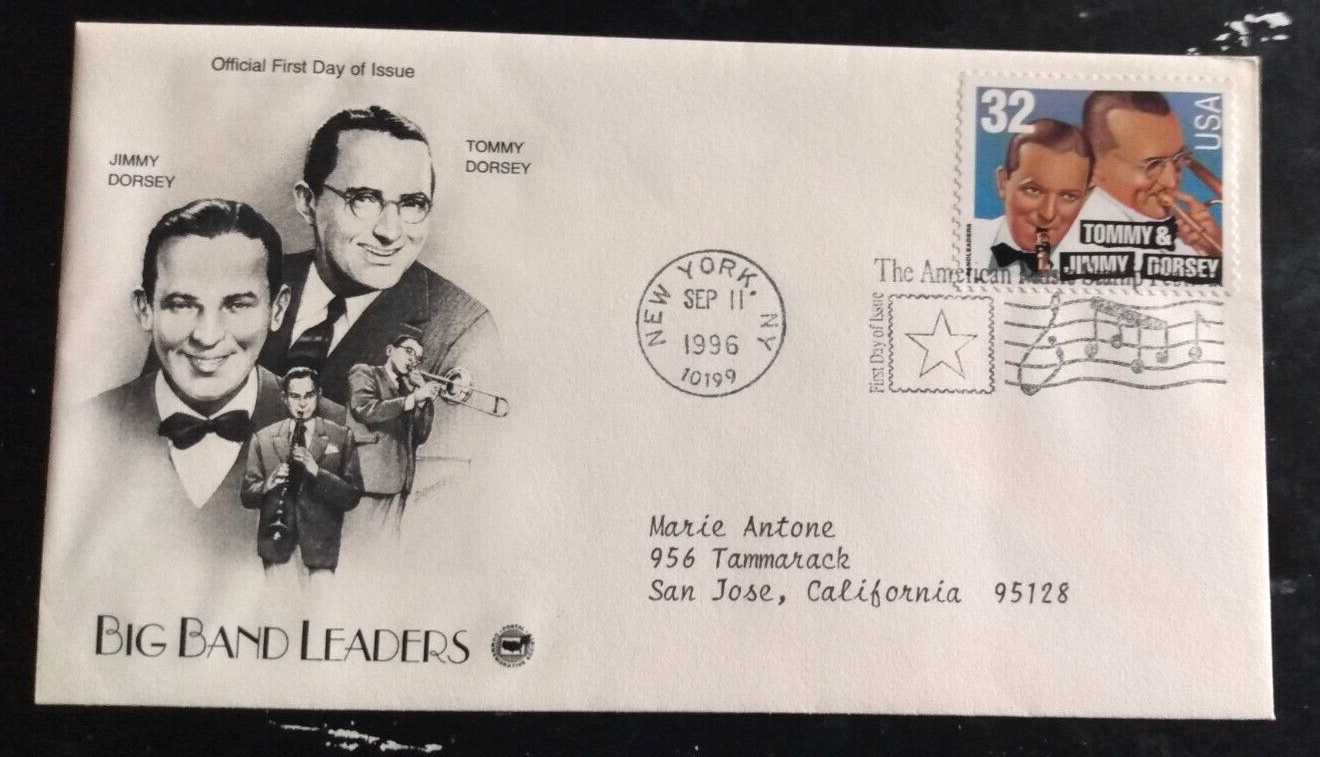TOMMY & JIMMY DORSEY BIG BAND ORCHESTRA LEADERS 1996 FDC PCS CACHET eBay