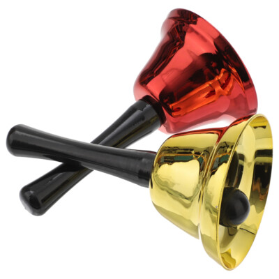  2 Pcs Handhled Metal Bell Loud Call Bells Musical Cheering Child