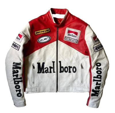 Men Marlboro Vintage Cow Leather Jacket Custom Made With Men Marlboro Vintage Cow Leather Jacket Custom Made With