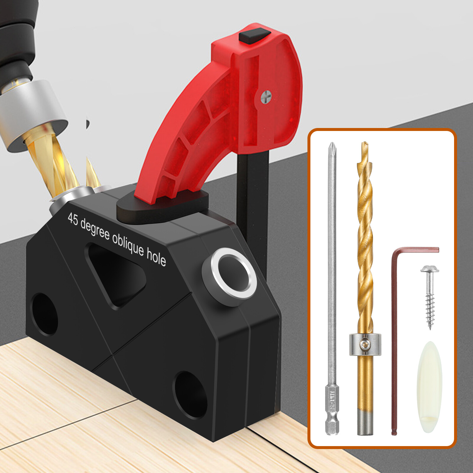 45°Drill Guide Jig Dowel Jig Kit 45 Angle Oblique Hole Drilling Positioner🚔