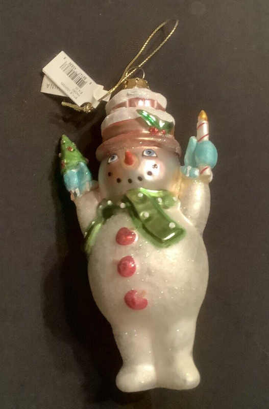 Living Quarters Sparkly Snowman 5" Christmas Ornament NWT